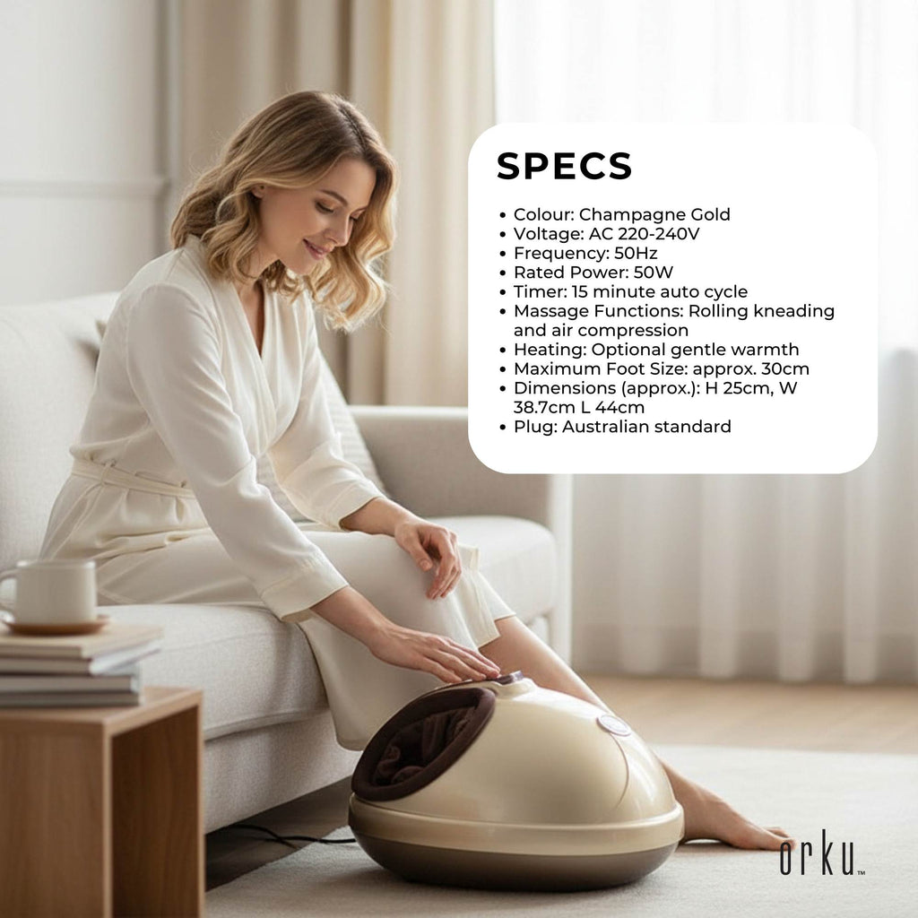 Orku 3D Foot Massager Machine - Home Heat Massage Kneading Air Compression Gold