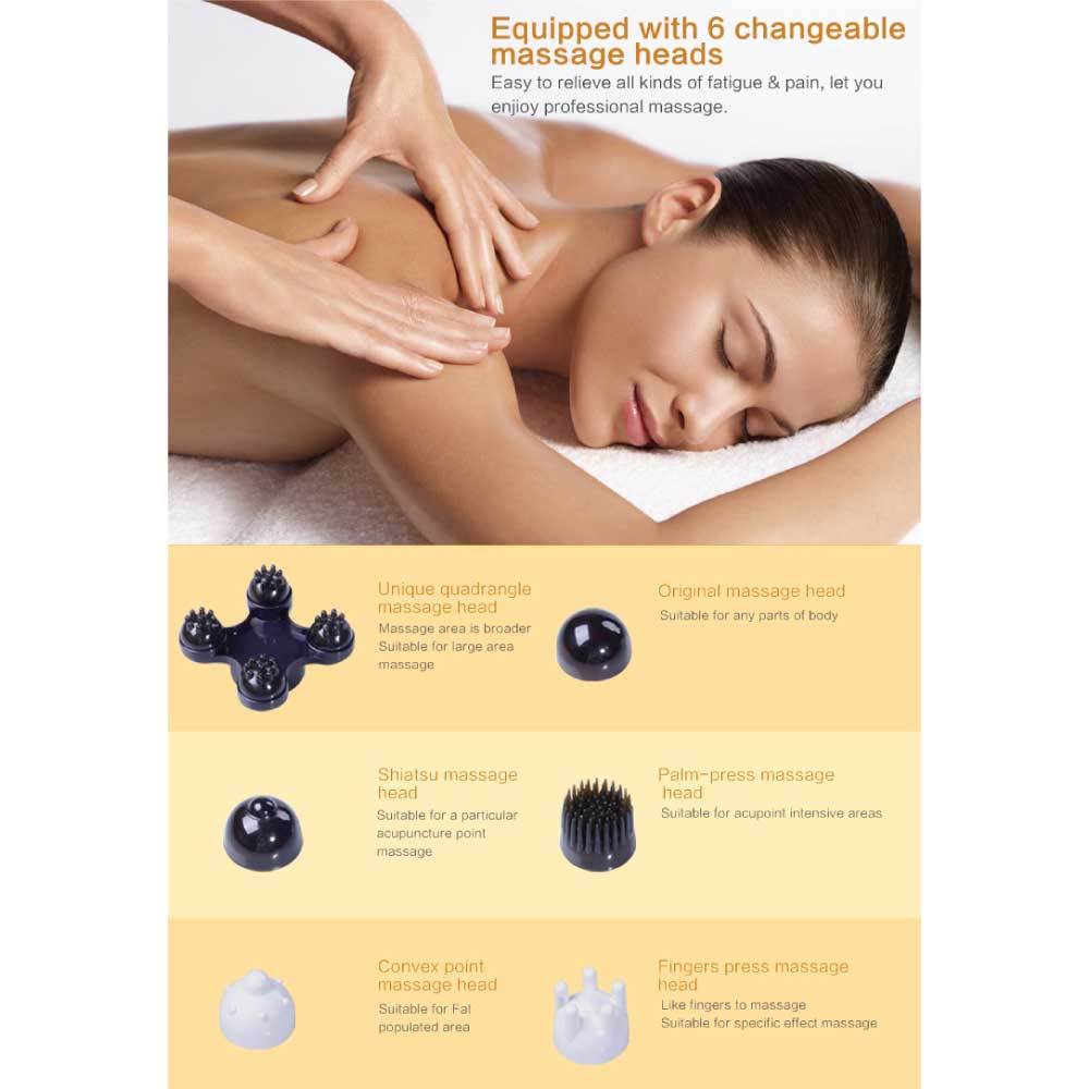 Handheld Full Body Massager – 6 Heads, Champagne