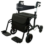 Orthonica 2-in-1 Rollator Wheelchair – Foldable, Black & Silver