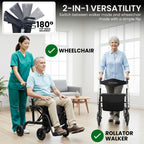 Orthonica 2-in-1 Rollator Wheelchair – Foldable, Black & Silver