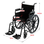 Orthonica Foldable Steel Wheelchair – Heavy-Duty, Adjustable, Black