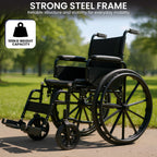 Orthonica Foldable Steel Wheelchair – Heavy-Duty, Adjustable, Black