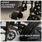 Orthonica Foldable Steel Wheelchair – Heavy-Duty, Adjustable, Black