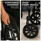 Orthonica Foldable Steel Wheelchair – Heavy-Duty, Adjustable, Black