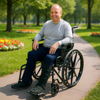 Orthonica Foldable Steel Wheelchair – Heavy-Duty, Adjustable, Black