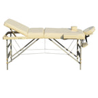 YES4HOMES Portable Massage Table – 3-Fold, 5cm Foam, Aluminium, Beige