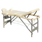 YES4HOMES Portable Massage Table – 3-Fold, 5cm Foam, Aluminium, Beige