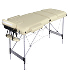 YES4HOMES Portable Massage Table – 3-Fold, Aluminium, Beige