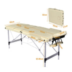 YES4HOMES Portable Massage Table – 3-Fold, Aluminium, Beige