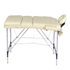 YES4HOMES Portable Massage Table – 3-Fold, Aluminium, Beige
