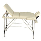 YES4HOMES Portable Massage Table – 3-Fold, Aluminium, Beige