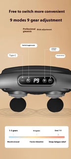 6-Head Percussion Massage Gun with Heat – Cordless, Dark Grey