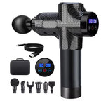 Carbon Fibre Percussion Massage Gun – 30 Speeds, 6 Heads, USB-C