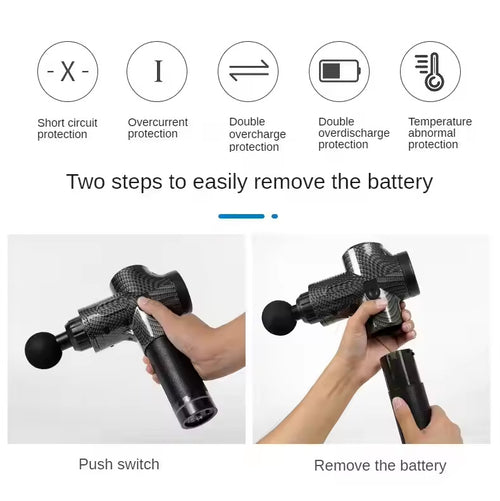 Carbon Fibre Percussion Massage Gun – 30 Speeds, 6 Heads, USB-C