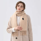 USB Heated Scarf – 3 Heat Levels, Winter Neck Warmer, Khaki