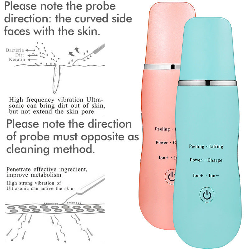 Ultrasonic Skin Scrubber – Facial Spatula, Cleansing & Peeling, Green