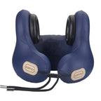 Smart Travel Neck Pillow – Bluetooth Audio & Heat, Navy Blue