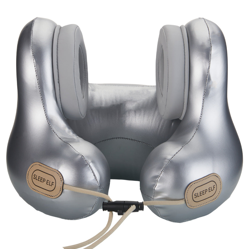 Smart Travel Neck Pillow – Bluetooth Audio & Heat, Silver