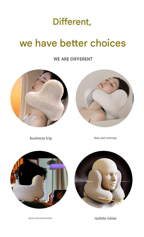Smart Travel Neck Pillow – Bluetooth Audio & Heat, Sky Blue