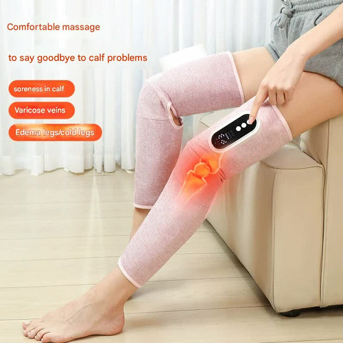 Air Compression Leg Massager with Heat – Knee & Calf, Pink