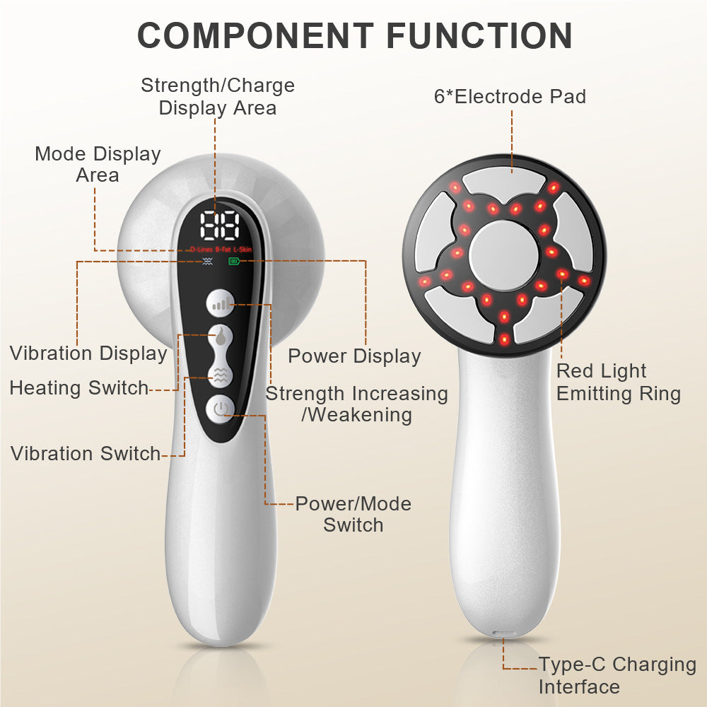 5-in-1 Multi-Technology Body Massage Device – RF & EMS, White