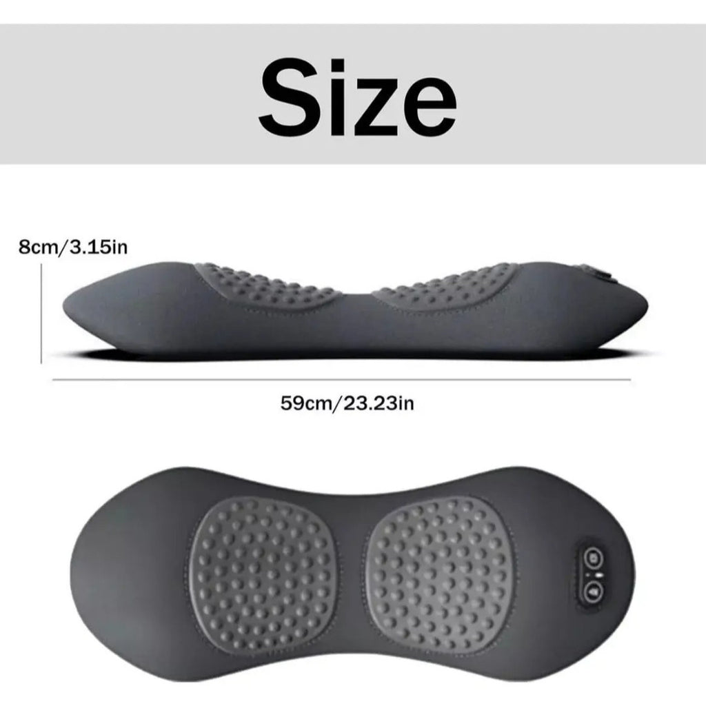 Light Grey 3-in-1 Heated Back Stretcher with Vibration Massage & Traction Lift — Memory Foam Lumbar Support Cushion for Home Therapy and Pain Relief