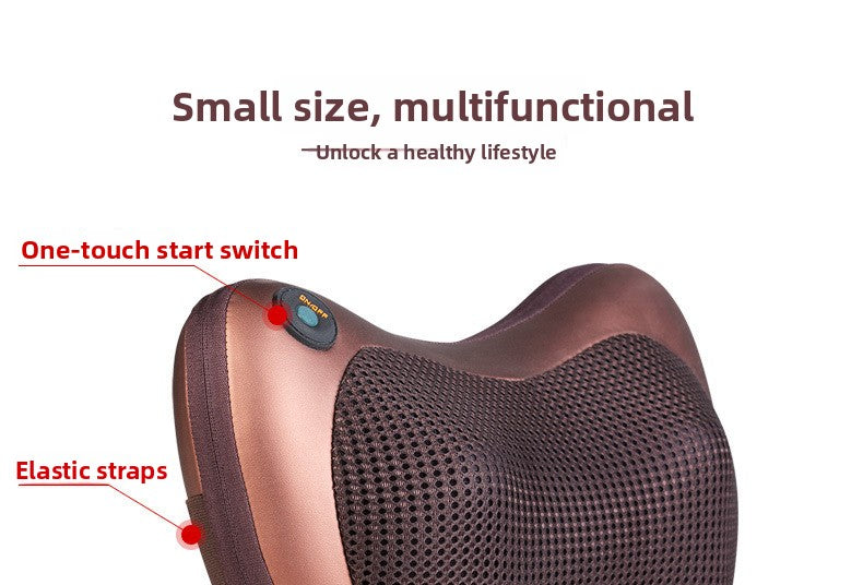 Electric Shiatsu Massage Pillow with Heat - Dual Button Deep Kneading Neck & Back Massager - Adjustable Speed & Direction Car Home Cushion - Brown