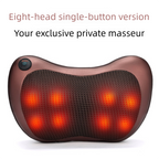 Cordless Shiatsu Massage Pillow with Heat – 8-Node Kneading, Brown