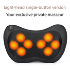 Cordless Shiatsu Massage Pillow with Heat – 8-Node Kneading, Black