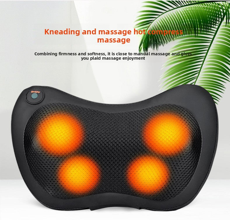 Cordless Rechargeable Shiatsu Massage Pillow - 8 Node Dual Button Neck & Back Massager with Heat - Wireless Deep Kneading Cushion for Car Home & Travel - Brown