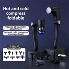 Foldable Percussion Massage Gun – Hot & Cold, 10 Heads, Rose Gold