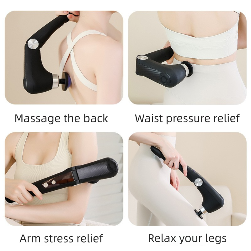 Black-Rosegold Foldable Percussion Massage Gun with Hot Cold Compress & 10 Heads - 9 Speed Levels and High Frequency Vibration Full Body Muscle Relaxer