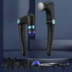 Foldable Percussion Massage Gun – Hot & Cold, 10 Heads, Blue