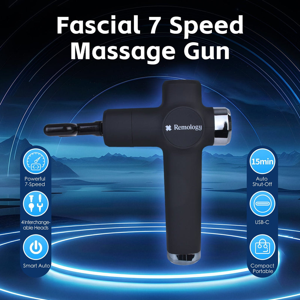 Remology Fascial Massage Gun – 7 Speeds, 4 Heads, USB-C