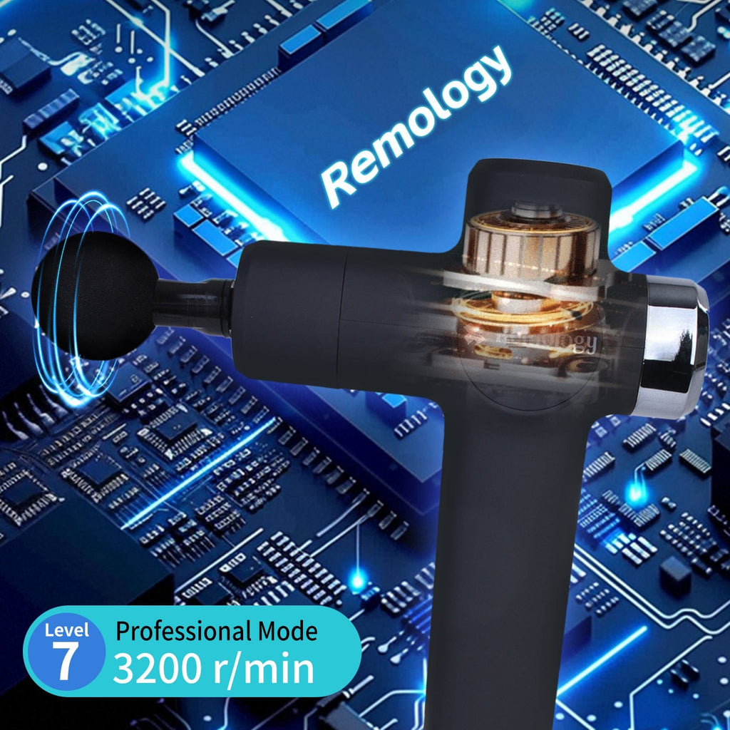 Remology Fascial Massage Gun – 7 Speeds, 4 Heads, USB-C