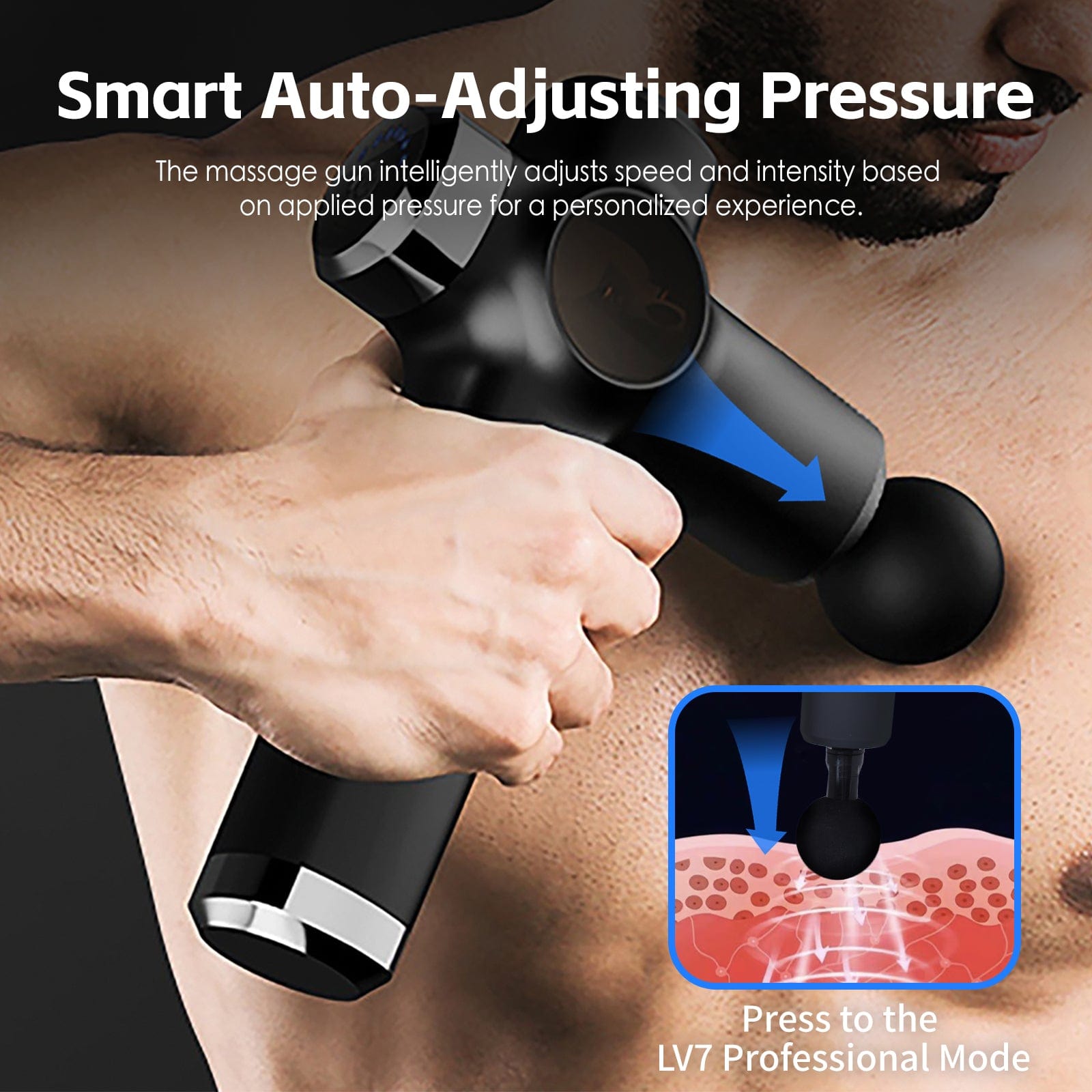 Remology Impact Therapy 7 Adaptive Speed USB-C Fascial Massage Gun with 4 Heads