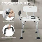Adjustable Shower Chair – Non-Slip, Padded Arms, Removable Back