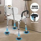 Adjustable Shower Chair – Non-Slip, Padded Arms, Removable Back