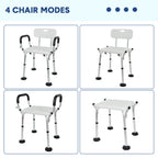 Adjustable Shower Chair – Non-Slip, Padded Arms, Removable Back