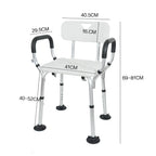 Adjustable Shower Chair – Non-Slip, Padded Arms, Removable Back
