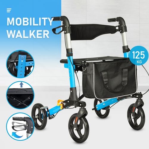 Alston Foldable 2-in-1 Mobility Walker & Rollator – 136kg, Storage Bag