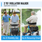 Alston Foldable 2-in-1 Mobility Walker & Rollator – 136kg, Storage Bag