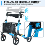 Alston Foldable 2-in-1 Mobility Walker & Rollator – 136kg, Storage Bag