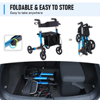 Alston Foldable 2-in-1 Mobility Walker & Rollator – 136kg, Storage Bag